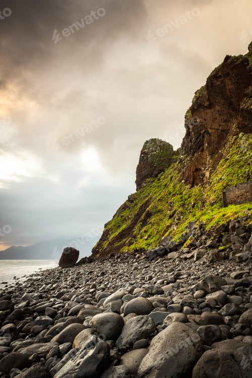 Preview: Ribeira da Janela. Volcanic rock formations standing the Atlantic Ocean ,Madeira Island, Portugal