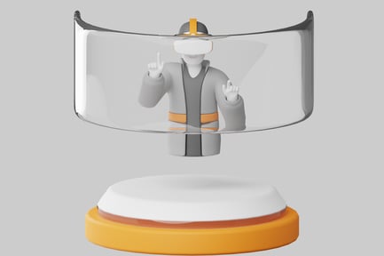 Preview: Curved glass object with white and yellow base.