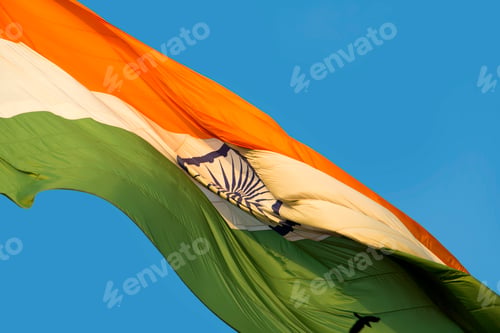 Preview: Close-up shot of wavy Indian flag