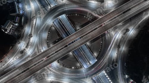 Preview: Aerial view elevated road and traffic junctions, Modern construction design traffic ways traffic.