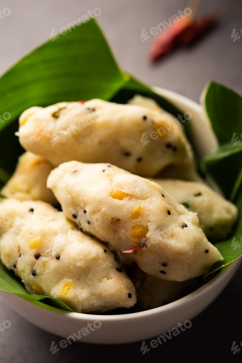 Preview: Kozhukatta Pidi is a steamed snack food from kerala rice flour with finger impressions