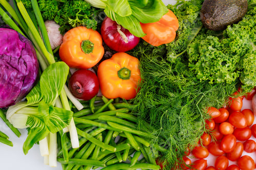 Preview: Assortment of fresh healthy vegetables. Top view.