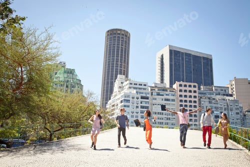 Preview: Group of students walking, Rio de Janeiro, Brazil