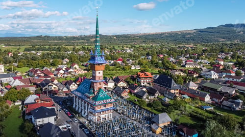 Preview: Aerial View Of Merry Cemetery In Sapanta, Romania