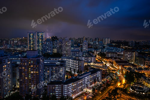Preview: Lightning over Singapore’s CBD this evening.