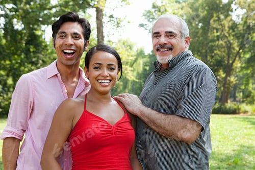 Preview: Portrait of mid adult couple and mature man