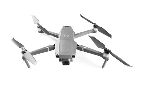 Preview: Modern drone with camera isolated on white