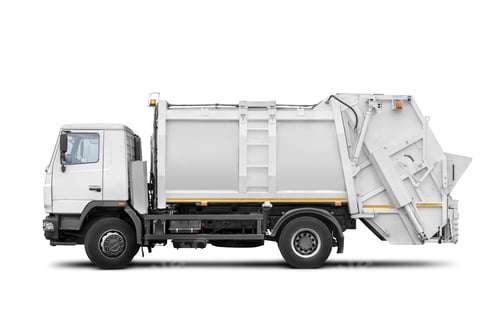 Preview: A garbage truck, dustbin lorry, dustcart, refuse collection vehicle isolated on white.