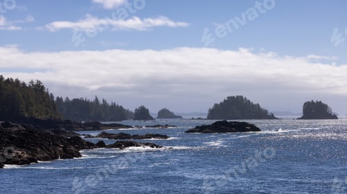 Preview: Rugged Rocks on a rocky shore on the West Coast of Pacific Ocean.