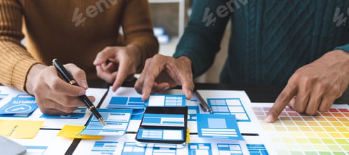 Preview: A group of Asian UI developers, designers, and data researchers are brainstorming their projects