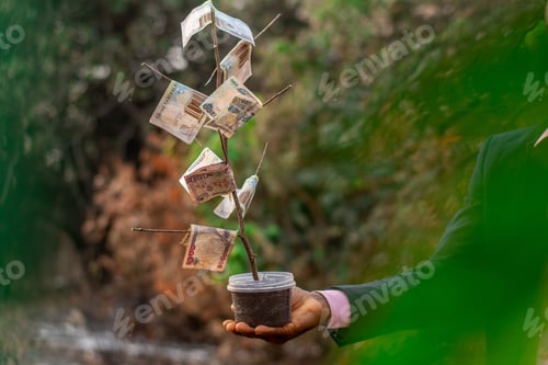 Preview: a black person holding a money tree outside