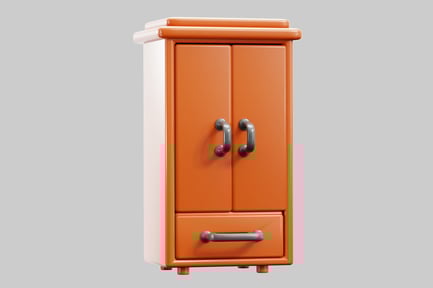 Preview: Orange cabinet with two doors and one drawer