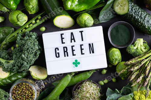 Preview: Variety of green vegetables, local food, seasonal produce