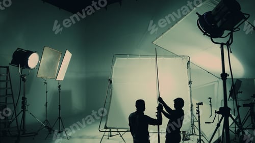 Preview: Silhouette of video production behind the scenes or B roll