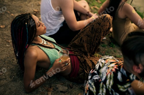 Preview: Woman with Beers Enjoying Music Festival