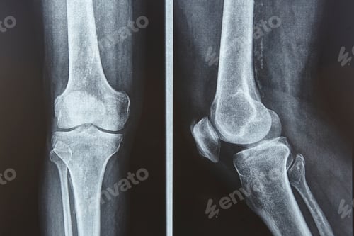 Preview: Knee xray. Knee xray. Front and lateral view. Healthcare. Examination