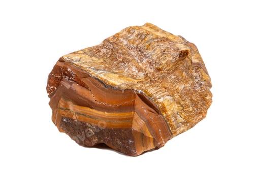 Preview: Macro mineral stone Tiger's eye in the breed on a white background