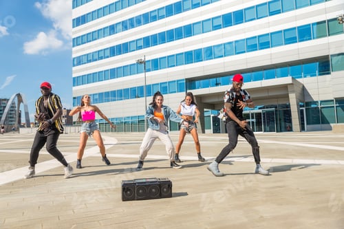 Preview: Hip hop crew dancing outdoors