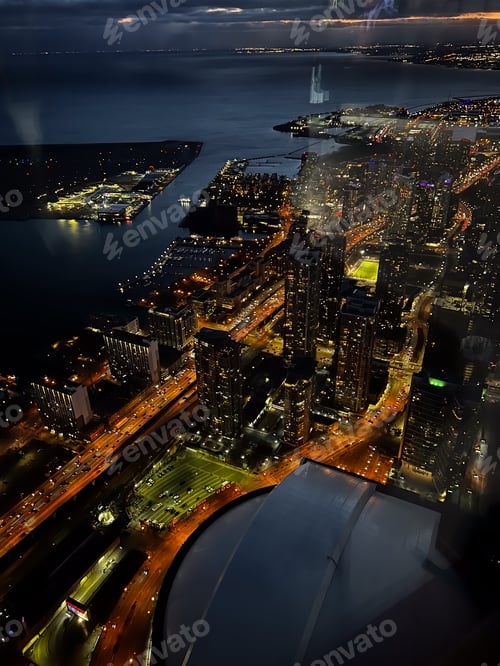 Preview: Skyscrapers in the city during evening and night lights