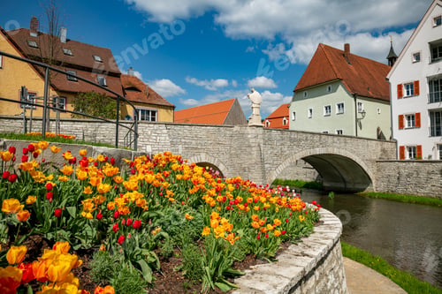 Preview: beautiful colored houses in the german town of berching