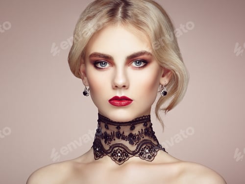 Preview: Portrait of beautiful sensual woman with elegant hairstyle