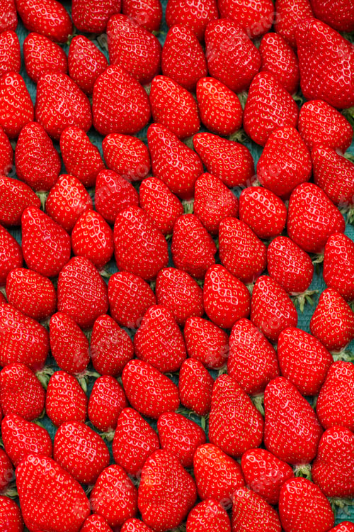 Preview: close up of strawberry on market