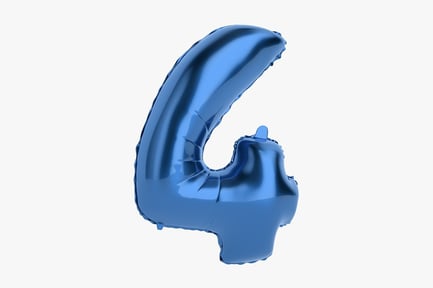 Preview: Metallic Blue Number Four Foil Balloon