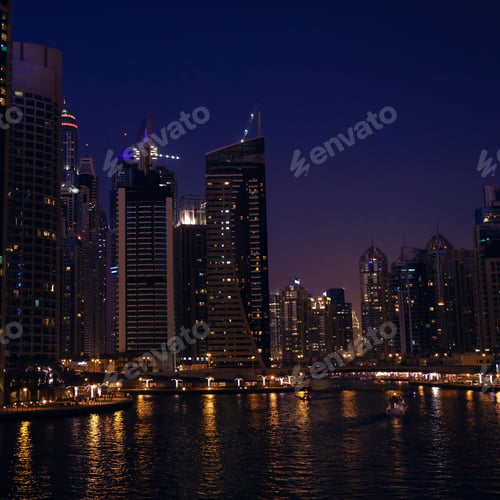 Preview: Beautiful night city, cityscape of Dubai, United Arab Emirates