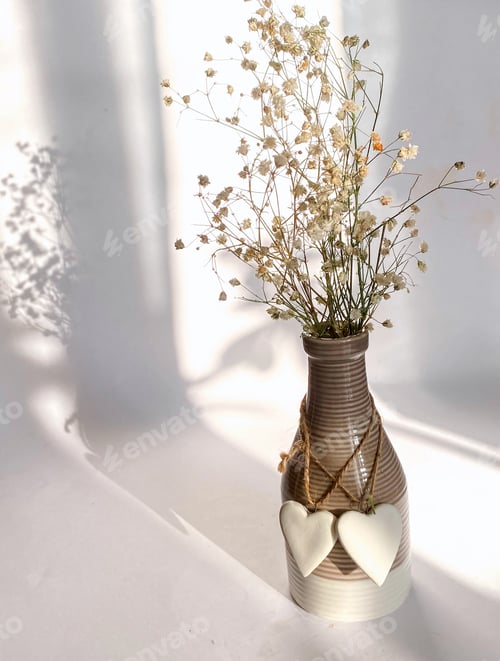 Preview: Home decor - Beautiful ceramic vase with two hearts