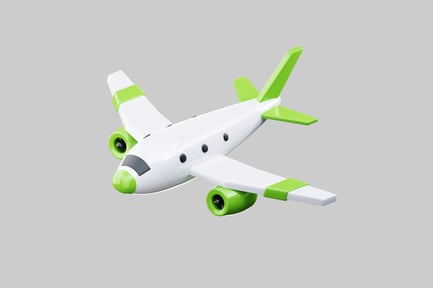 Preview: Cartoon airplane white and green