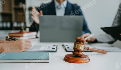 Preview: Teamwork of business lawyer meeting working hard about legal legislation in courtroom