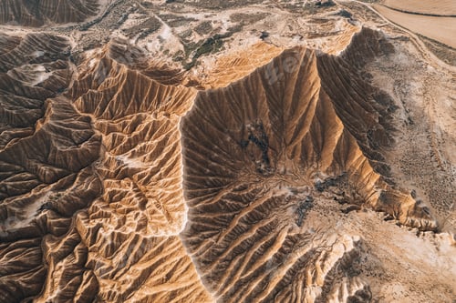 Preview: Aerial view of Bardenas Reales desert in southeast Navarre, Spain
