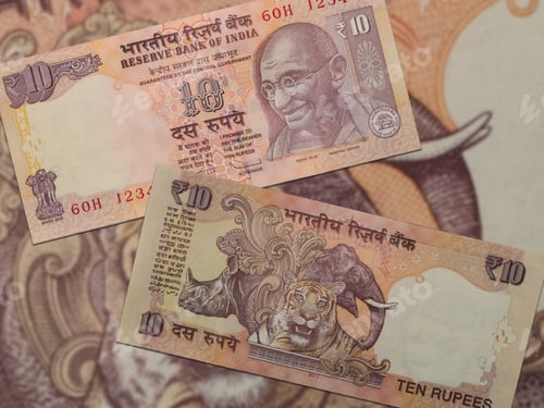 Preview: Closeup shot of purple Indian rupees