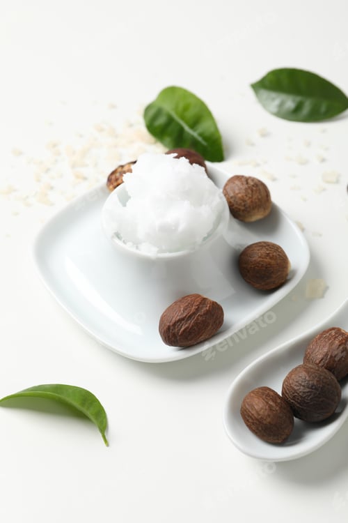 Preview: Concept of skin care cosmetics, Shea butter, close up