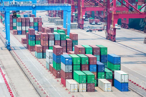 Preview: container terminal closeup
