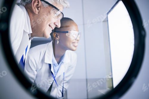 Preview: Science, research and team scientists in lab working on future data experiment, analysis or test. M