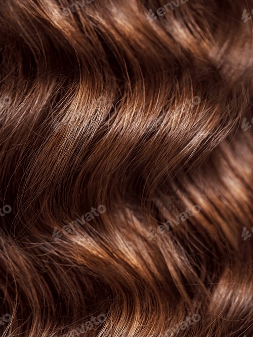Preview: Girl with long, curly hair, rear view. Hair texture, close-up.