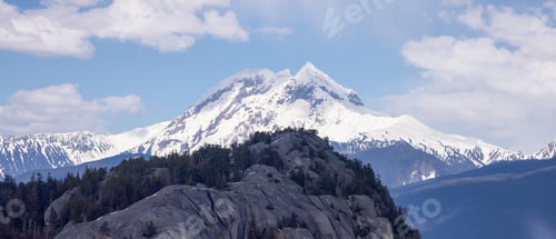 Preview: Aerial View of Canadian Mountain Landscape Nature Background.
