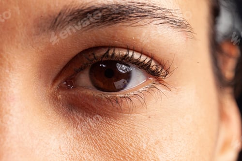 Preview: Close up of feminine eye with eyelashes and eyebrows