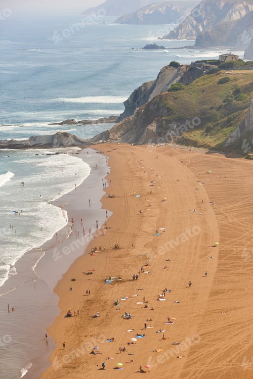 Preview: La Salvaje beach viewed from above. Basque country, Spain