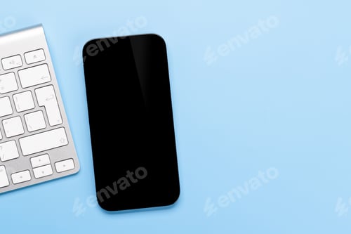 Preview: Blank screen smartphone on a desk