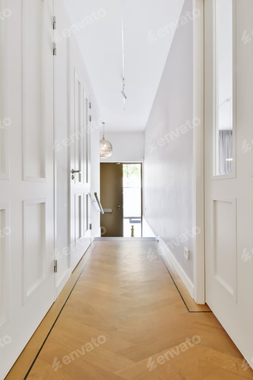Preview: Stylish long corridor with a door