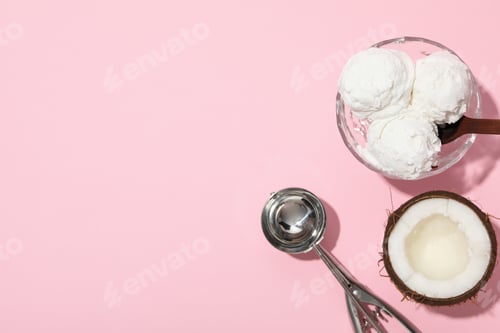 Preview: Summer dessert - ice cream, ice cream with coconut