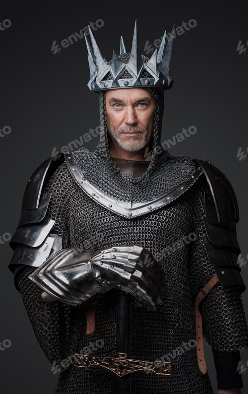 Preview: Medieval-style portrait of a charismatic king with a gray beard