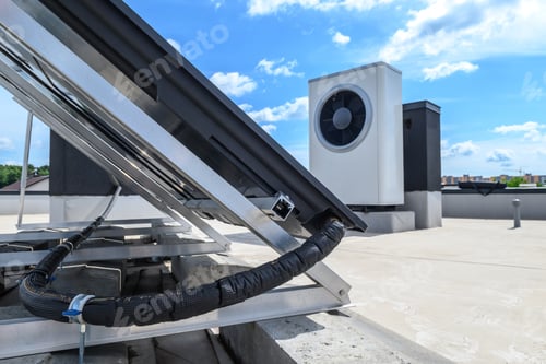 Preview: Heat pump and solar collector on the roof