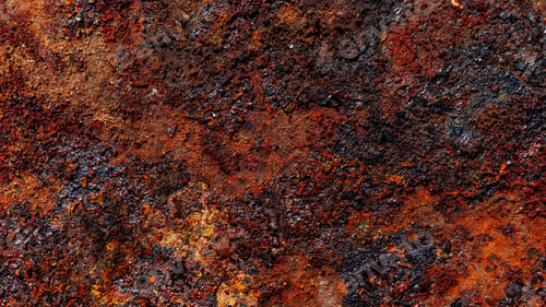Preview: Black ingrained dirt on rough rusty surface, metal corrosion close-up, grunge textured background
