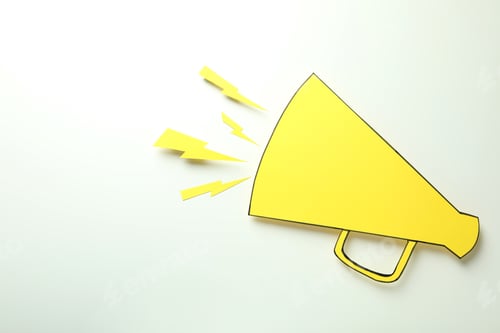 Preview: Important announcement concept with megaphone, space for text