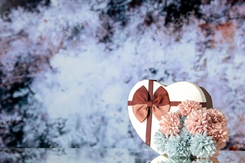 Preview: front view valentines day present with flowers on light background color feeling family beauty