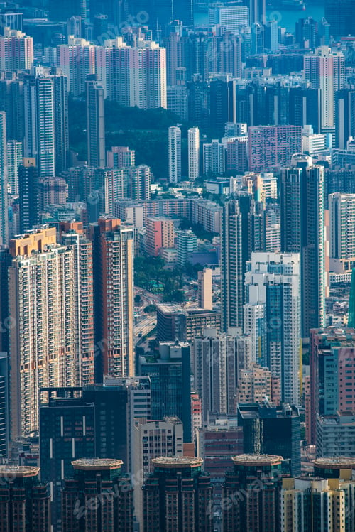 Preview: Hong Kong, China - August, 2019: Hong Kong city scape, modern building skyscraper in Hong Kong