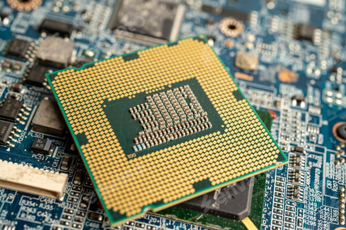 Preview: CPU, central processor unit chip Chip on circuit board in PC and laptop computer technology.